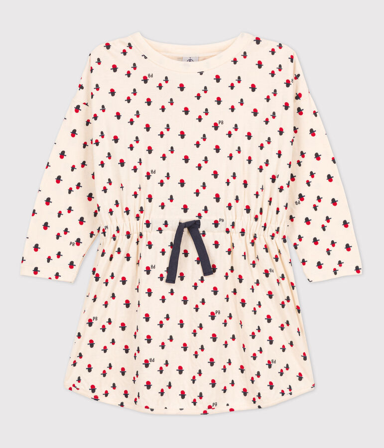 Vestido de manga larga con estampado de t&uacute;bico de ni&ntilde;a crudo/multicolor