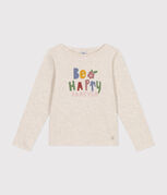 Camiseta de punto de manga larga para niña beige MONTELIMAR CHINE