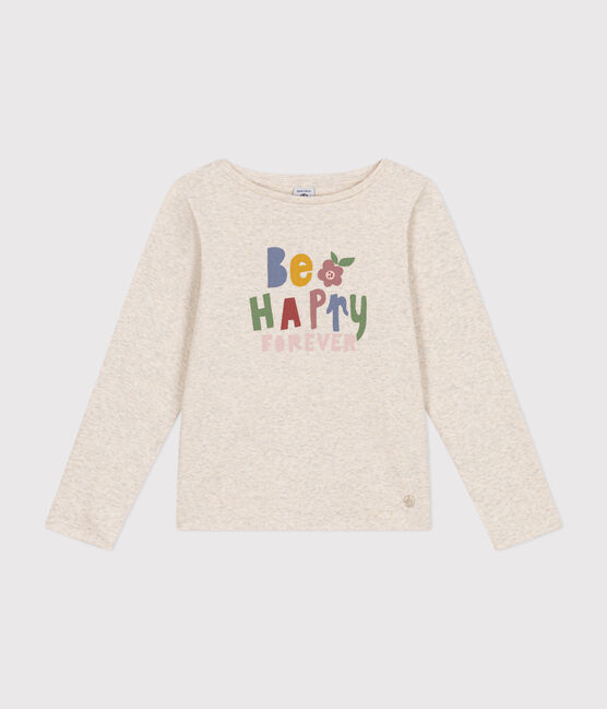 Camiseta de punto de manga larga para niña beige MONTELIMAR CHINE
