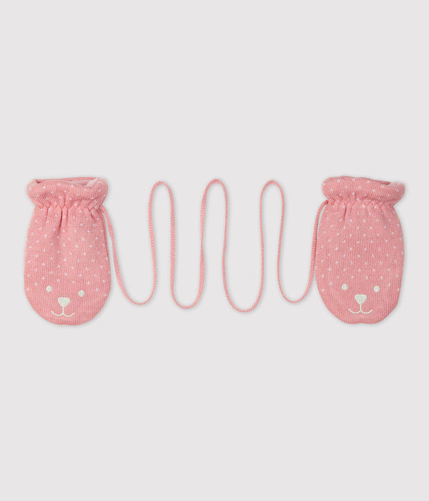 Manoplas para beb&eacute; con forro de microfibra polar rosa