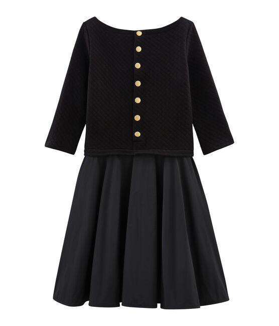Robe bi-matière manches longues femme negro NOIR