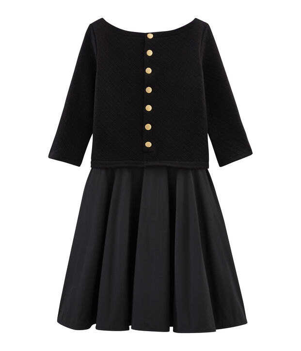 Robe bi-mati&egrave;re manches longues femme negro