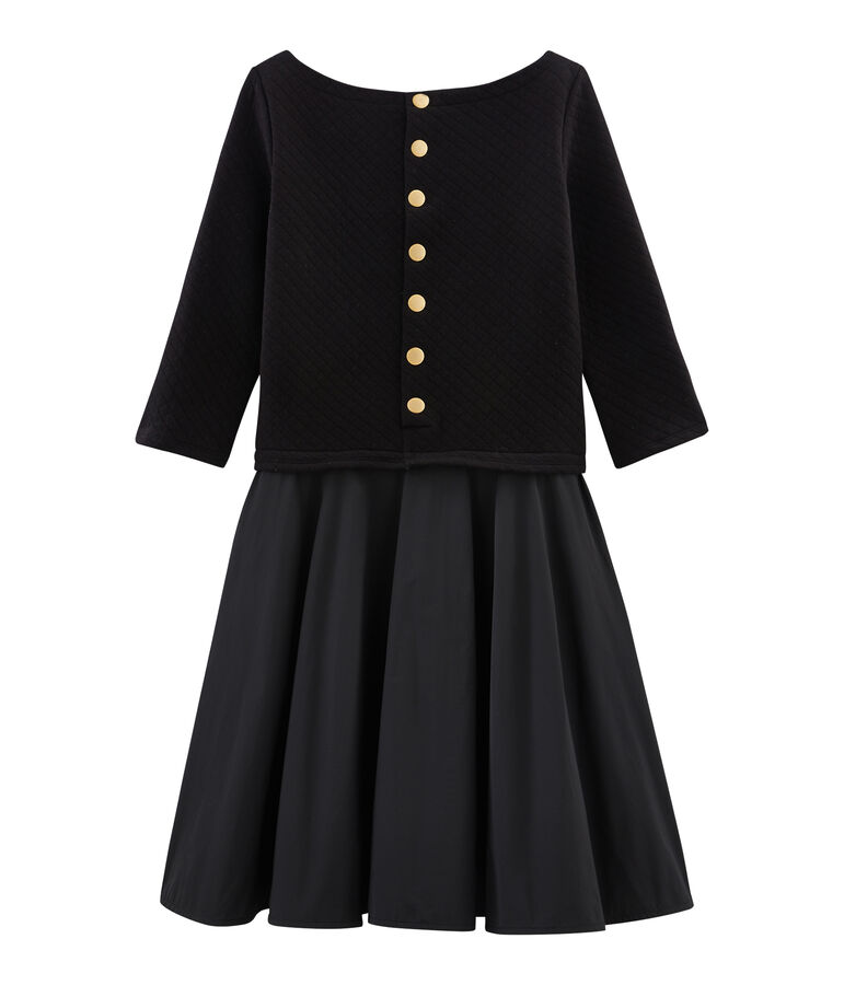 Robe bi-mati&egrave;re manches longues femme negro NOIR