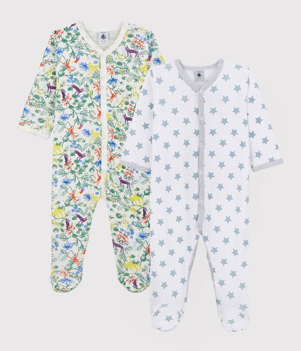 Lote de 2 pijamas enterizos de algod&oacute;n multicolor