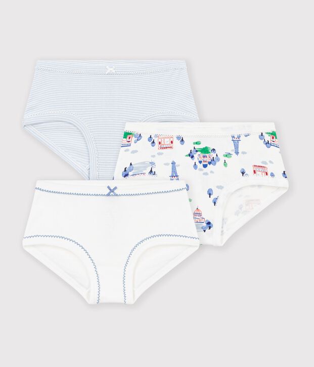 Juego de braguitas infantiles de algod&oacute;n de talle alto con estampado de Par&iacute;s multicolor