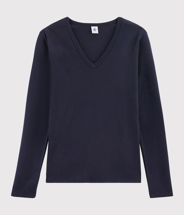 Camiseta de cuello de pico emblem&aacute;tica de algod&oacute;n de mujer SMOKING