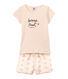 Pijama corto en dos materias para niña