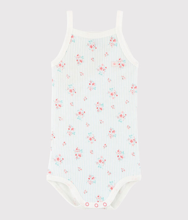 Bodi de tirantes de beb&eacute; de ni&ntilde;a blanco/multicolor