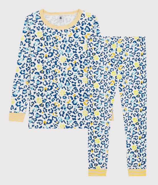 Pijama snugfit con estampado de pantera de niño/niña blanco MARSHMALLOW/blanco MULTICO