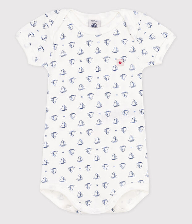 Bodi de manga corta de beb&eacute; ni&ntilde;a blanco/azul