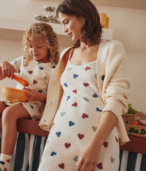 Camisón de algodón con motivo de corazón para mujer blanco AVALANCHE/ MULTICO