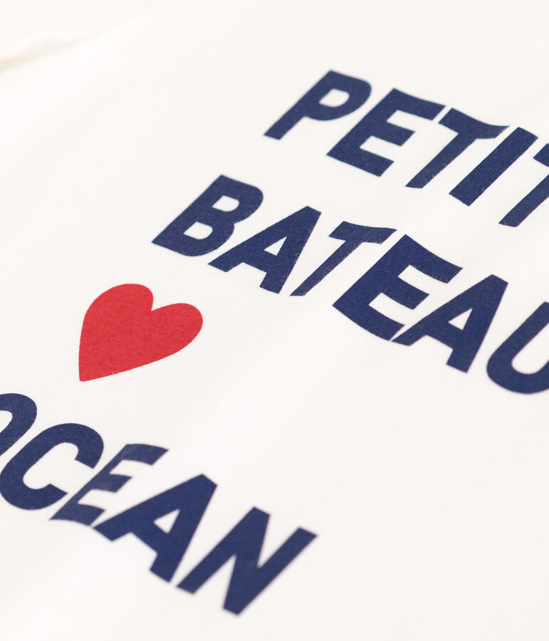 Camiseta infantil unisex de manga corta de algod&oacute;n con estampado blanco MARSHMALLOW