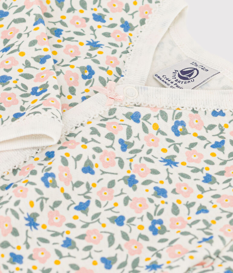 Pelele sin pies de algod&oacute;n con flores blanco MARSHMALLOW/blanco MULTICO