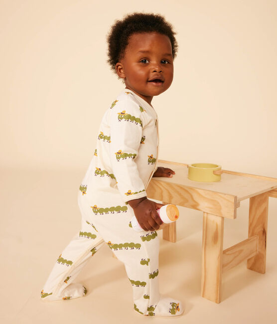 Pijama de algodón con estampado animal para bebé blanco AVALANCHE/ MULTICO
