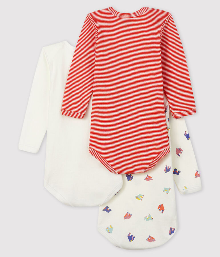 Juego de 3 bodis de manga larga para beb&eacute; ni&ntilde;o multicolor