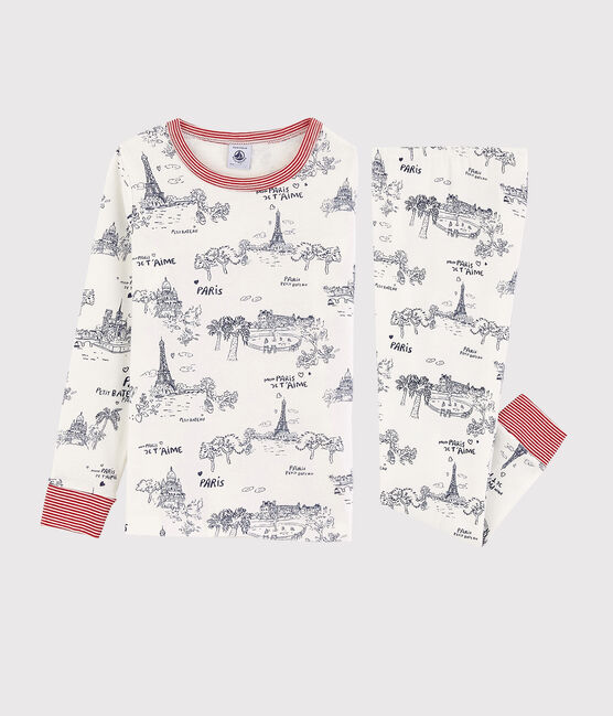 Pijama de tela de Jouy París de algodón de niño blanco MARSHMALLOW/azul MEDIEVAL