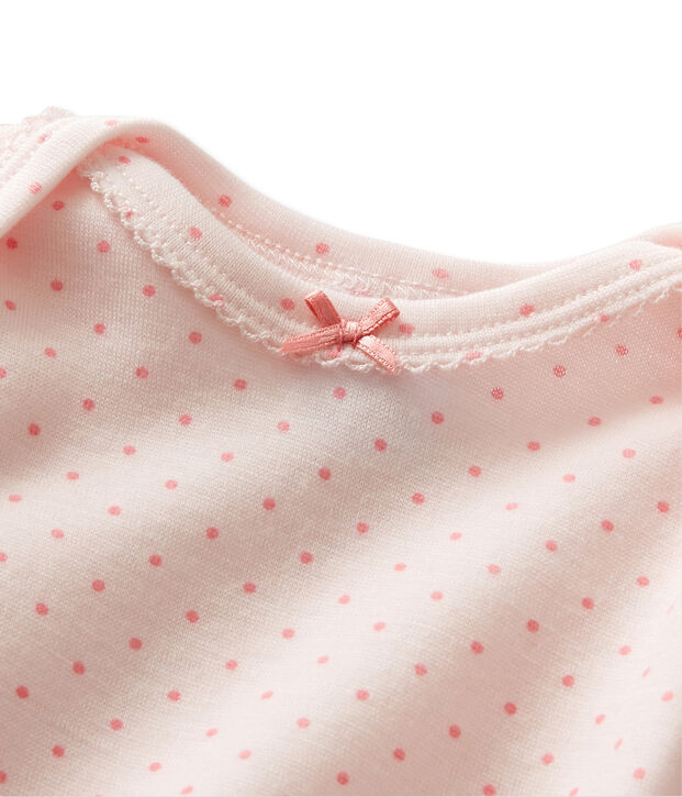 Body de manga larga de lana y algod&oacute;n para beb&eacute; ni&ntilde;a rosa/rosa