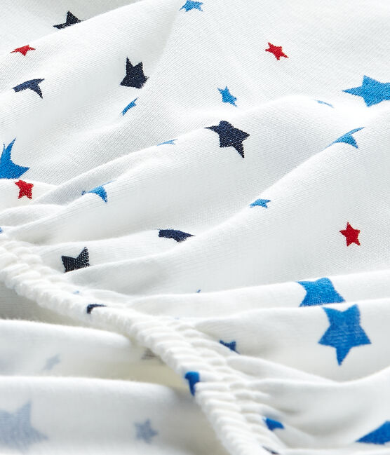 Sábana ajustable de 120x60 con motivo de estrella para bebé niño blanco ECUME/blanco MULTICO