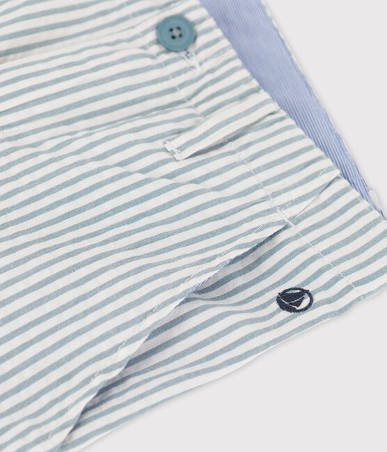 Bermudas de mil rayas de niño blanco MARSHMALLOW/azul BRUT
