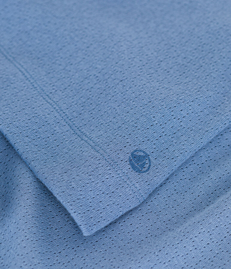 Pijama corto y liso de algod&oacute;n calado para ni&ntilde;a azul