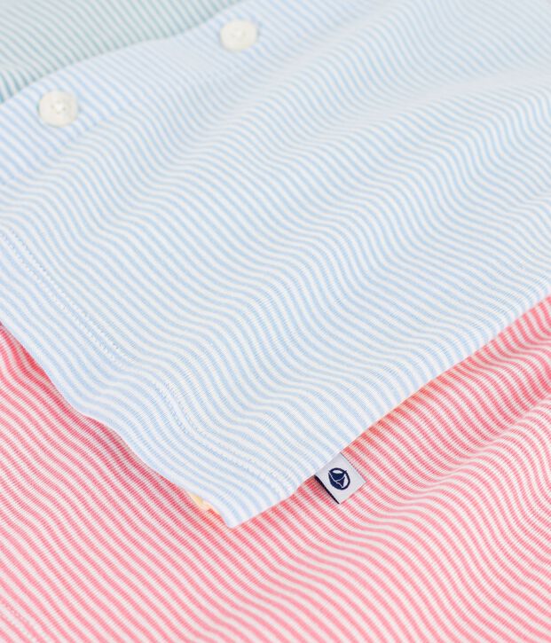 Pijama infantil corto abotonado de algod&oacute;n a rayas blanco/multicolor