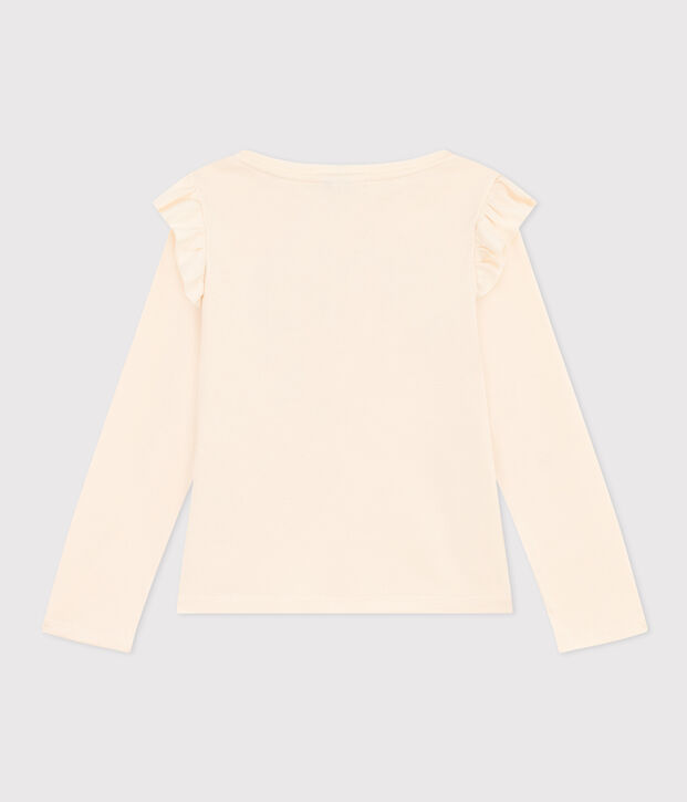 Camiseta de algod&oacute;n de manga larga de ni&ntilde;a crudo