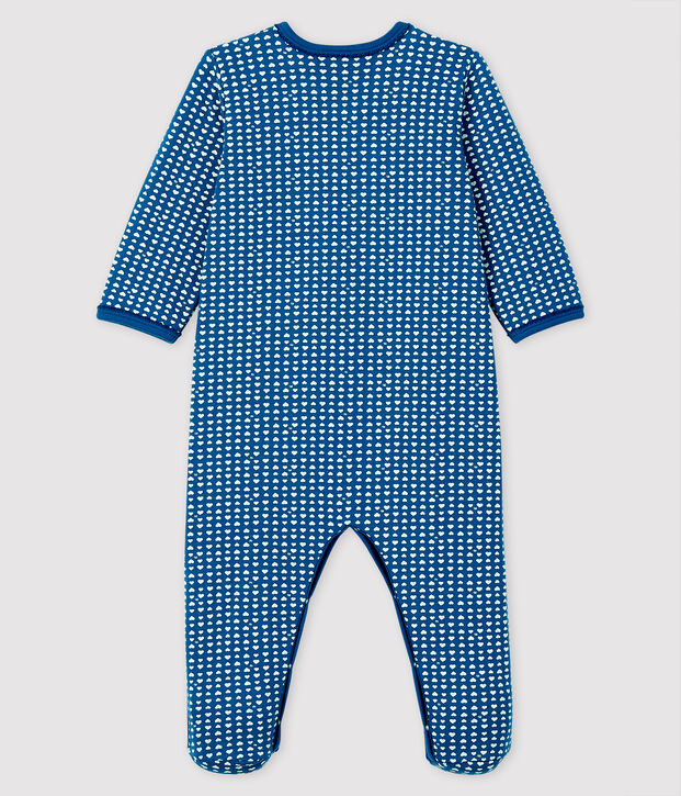 Pelele de punto tubular azul para beb&eacute; ni&ntilde;a azul/blanco