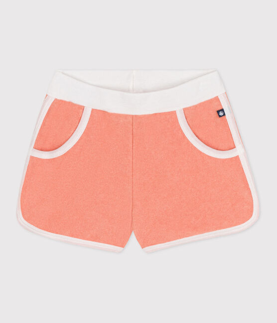 Shorts infantiles de rizo de algodón liso naranja ABRICOT