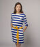 Vestido de rayas de manga larga de mujer azul SURF/blanco MARSHMALLOW