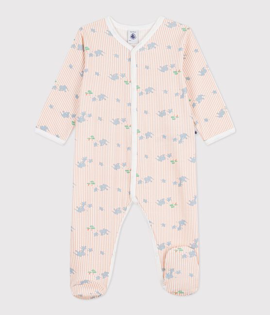 Pijama de algodón con estampado de elefantes para bebé blanco MARSHMALLOW/blanco MULTICO