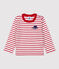 Camiseta a rayas de algodón de bebé blanco MARSHMALLOW/rojo TERKUIT