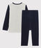 Pijama con motivo de montaña de niño de terciopelo beige MONTELIMAR/blanco MULTICO
