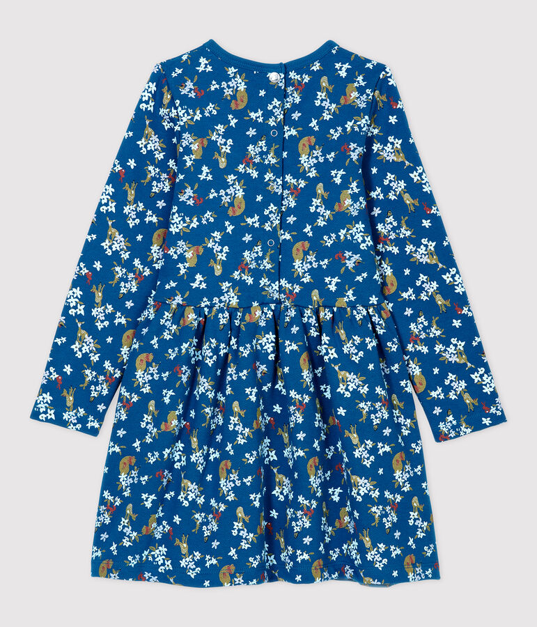 Vestido de manga larga de mulet&oacute;n de ni&ntilde;a azul/multicolor