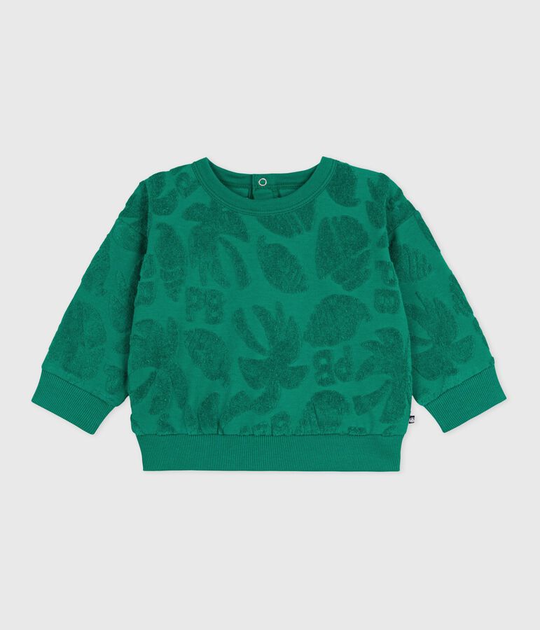 Sudadera de algod&oacute;n con capucha y estampado de palmeras para beb&eacute; verde