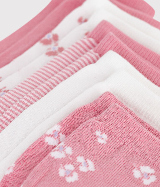 5 pares de calcetines infantiles lisos de algodón con estampado de flores variante 1