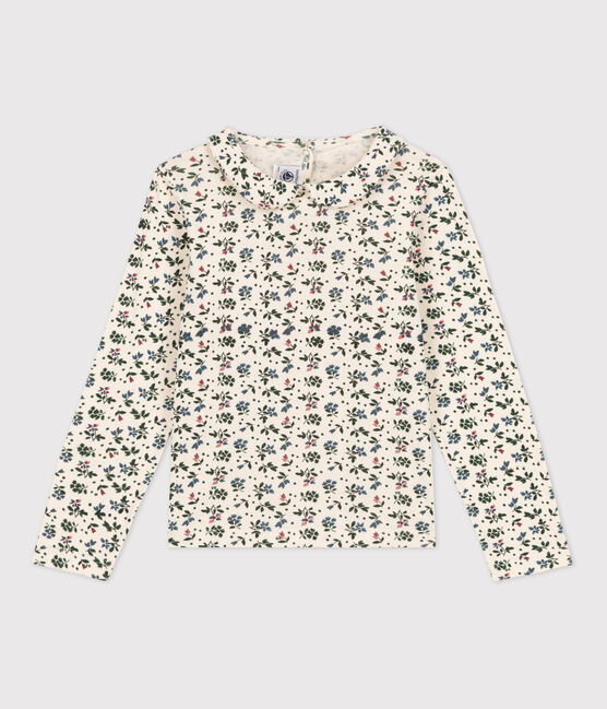 Camiseta con flores de algodón de manga larga de niña blanco AVALANCHE/ MULTICO