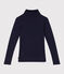 Camiseta de cuello alto Icónica de lana y algodón para mujer azul SMOKING