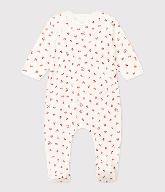 Pijama de felpa estampado para bebé blanco MARSHMALLOW/blanco MULTICO