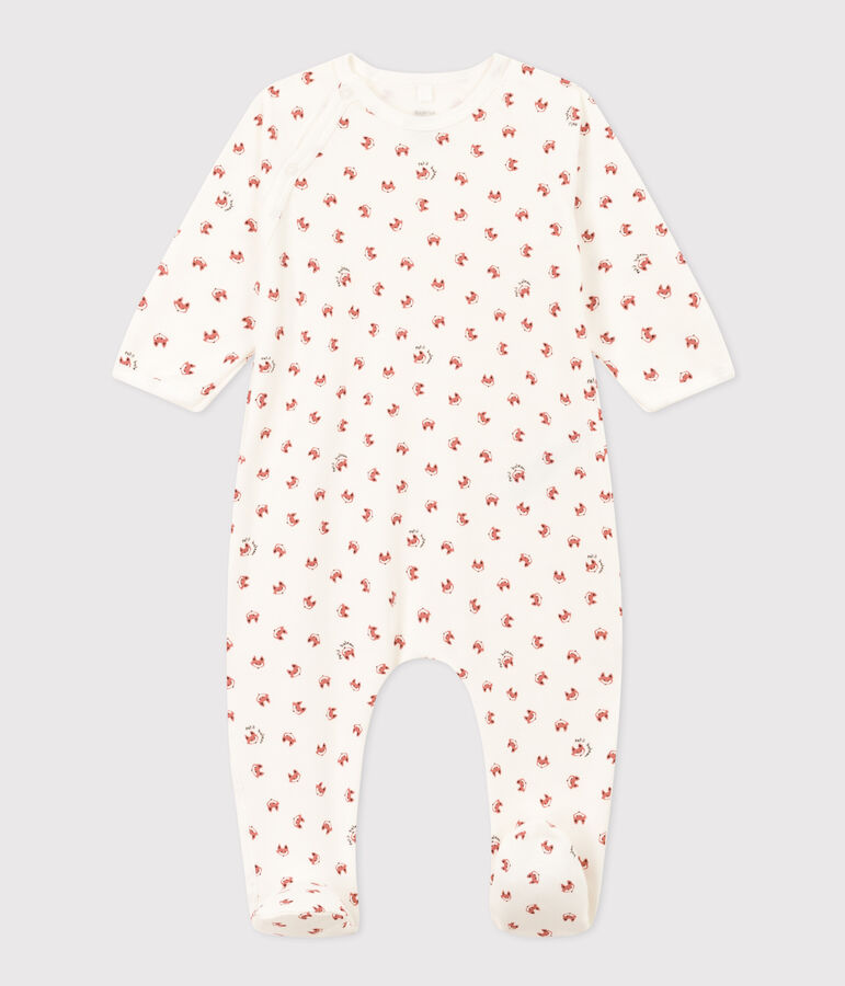 Pijama de felpa estampado para beb&eacute; blanco/multicolor