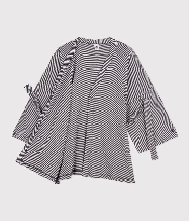 Quimono de rayas para mujer azul/blanco