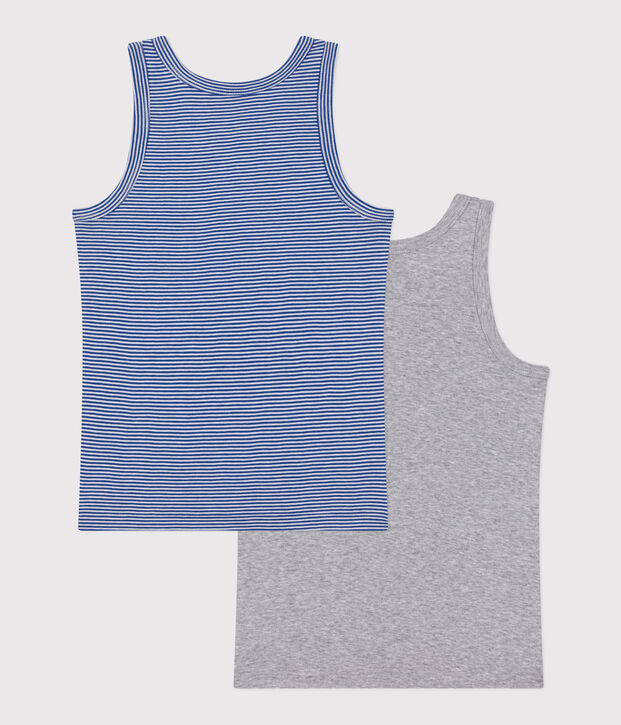 Juego de 2 camisetas sin mangas infantiles de algod&oacute;n a rayas multicolor