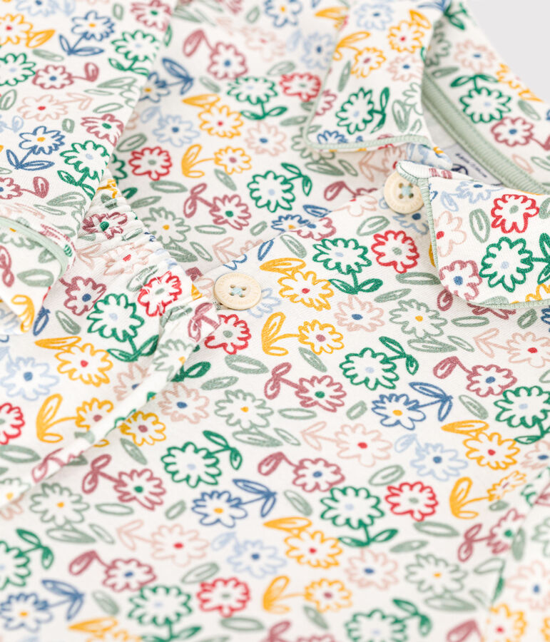 Pijama infantil de algod&oacute;n con motivo de flores blanco/multicolor