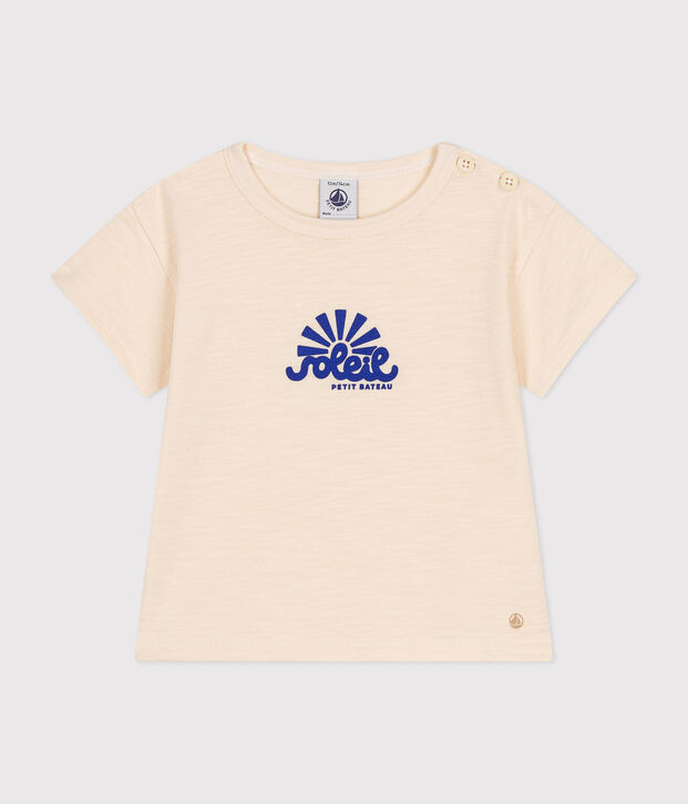 Camiseta de manga corta de jersey flameado para beb&eacute; crudo