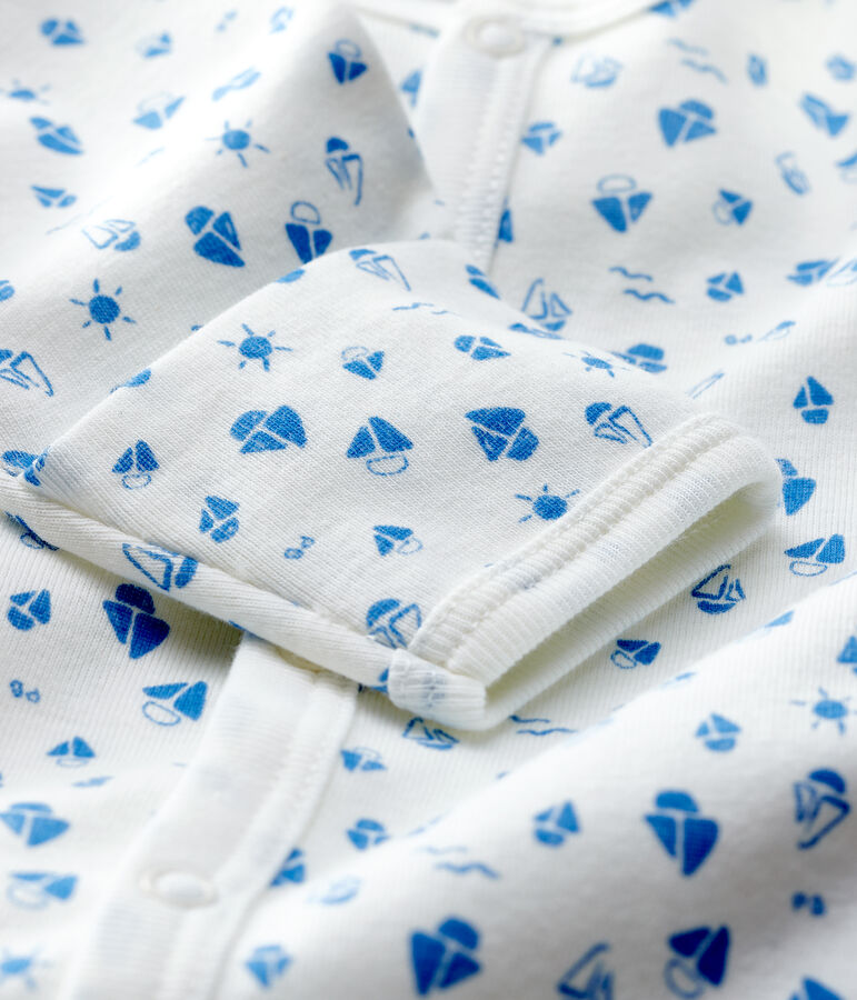 Mono saco con estrellas de beb&eacute; de algod&oacute;n ecol&oacute;gico blanco/gris