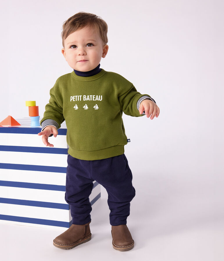Sudadera de algod&oacute;n con estampado de Petit Bateau vintage para beb&eacute; verde