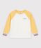 Camiseta infantil de algod&oacute;n de manga larga colorblock crudo/multicolor