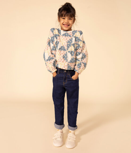 Blusa de gasa de algodón para niña rosa SALINE/blanco MULTICO