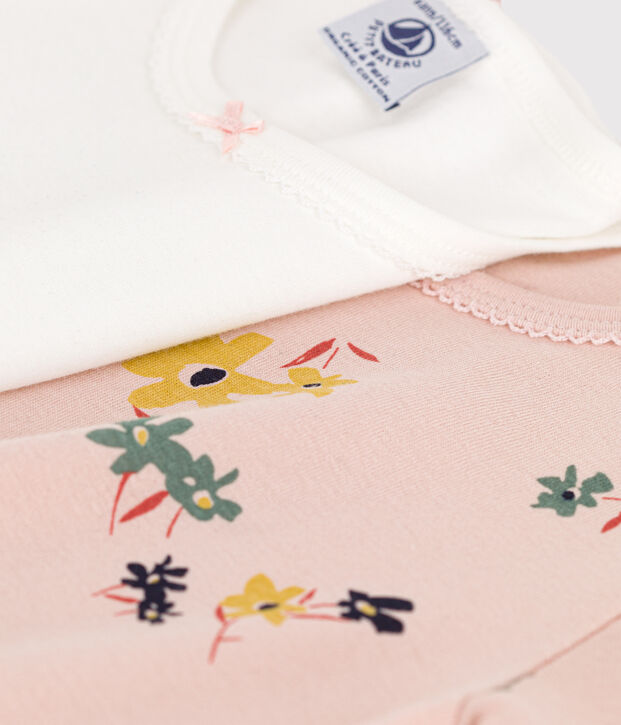 Juego de 2 camisetas de manga corta con flores de algod&oacute;n de ni&ntilde;a multicolor