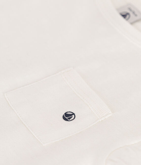Camiseta de manga corta de punto flameado para bebé blanco MARSHMALLOW