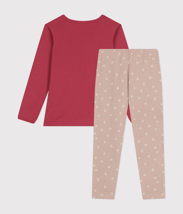 Pijama de ni&ntilde;o de manga larga de algod&oacute;n rosa/multicolor